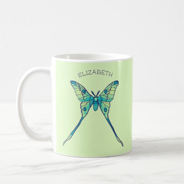 Måne Moth Magic - Butterfly Älskare Art Kaffemugg (Vänster)