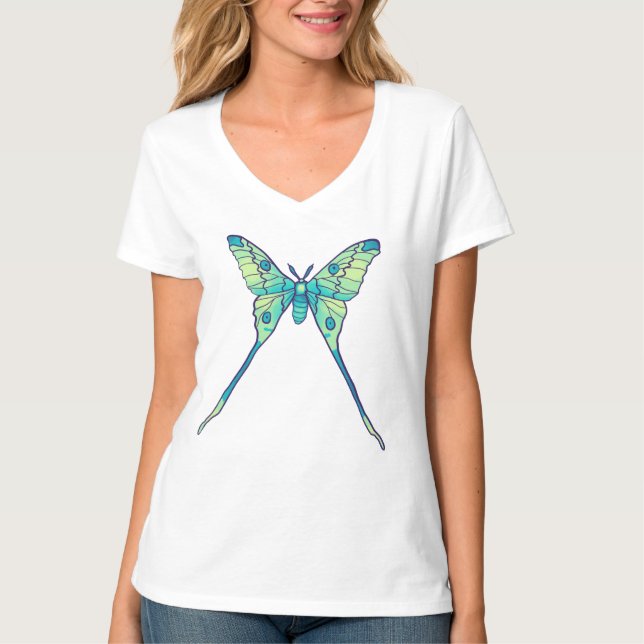 Måne Moth Magic - Butterfly Älskare Art T Shirt (Framsida)