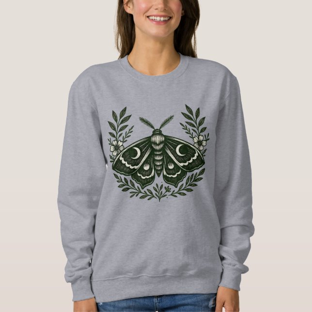 Måne Moth Shirt - Witchy Celestial Crescent Måne T Shirt (Framsida)
