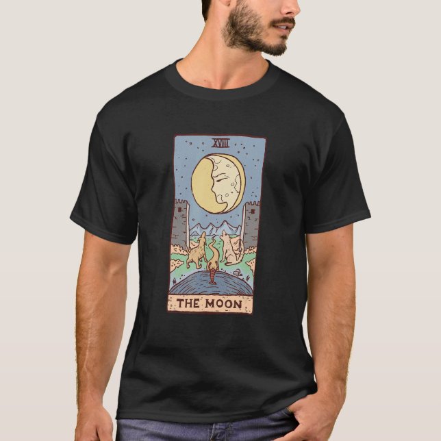 Måne Motif-kort för Tarot Card Måne T Shirt (Framsida)