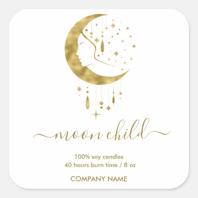 Måne Mystic Witchy Celestial burk etikett (Framsida)