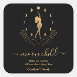 Måne Mystic Witchy Celestial Willow Soy Candle Fyrkantigt Klistermärke
