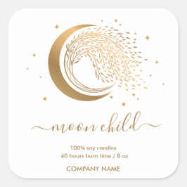 Måne Mystic Witchy Celestial Willow Träd Fyrkantigt Klistermärke