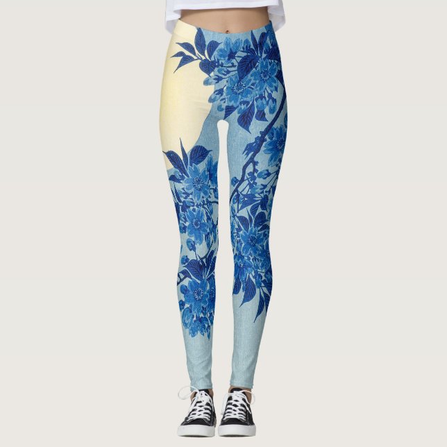 Måne Nattkväll Träd Blue Moonlit Leggings (Framsida)