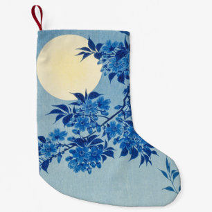 Måne Nattkväll Träd Blue Moonlit Liten Julstrumpa