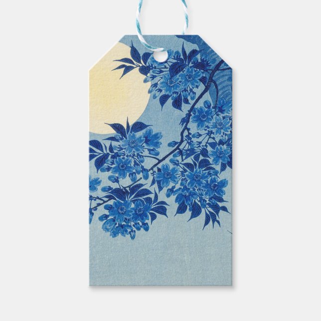 Måne Nattkväll Träd Blue Moonlit Presentetikett (Framsidan)