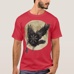 Måne Norse Raven Runes Pagan Viking  T Shirt
