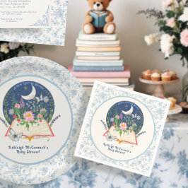 Måne nya kapitel börjar Bok Butterfly Blue Blommig Pappersservett