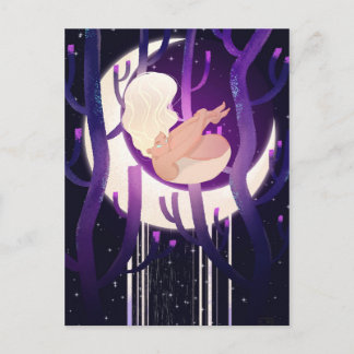 Måne Nymph i Skogen Vykort