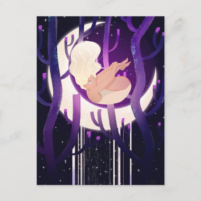 Måne Nymph i Skogen Vykort (Framsida)