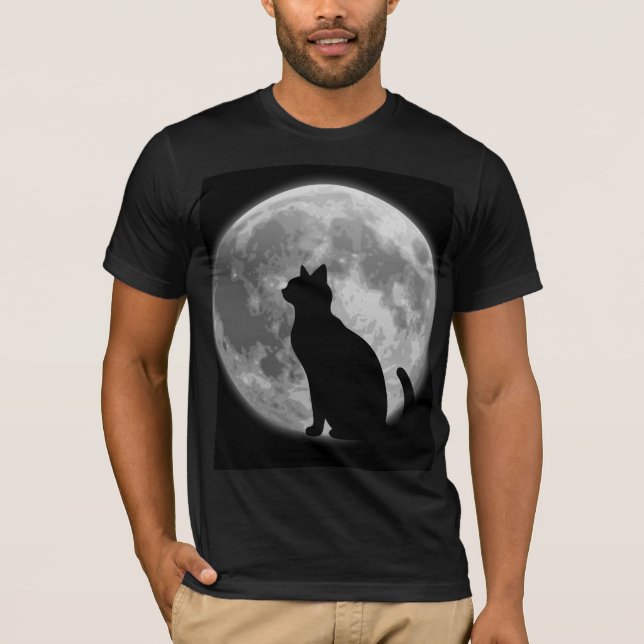 Måne och Black cat T Shirt (Framsida)
