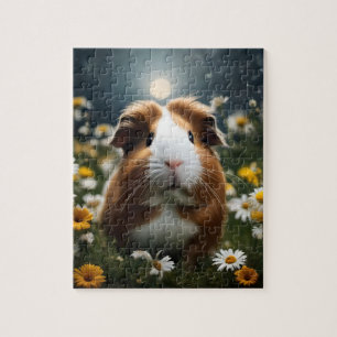Måne och Daisy i Brun och Vita Guinea Gris Pussel