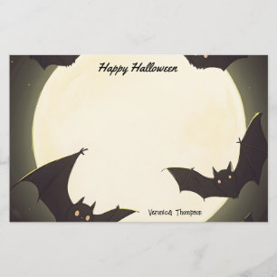 Måne och Fladdermus Happy halloween Brevpapper