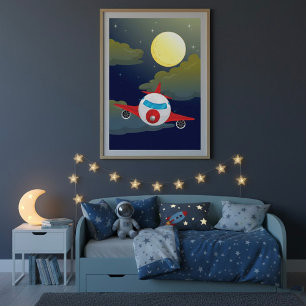 Måne och flygplanet Poster
