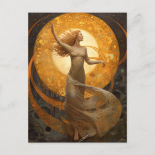 Måne och Guld Flickor i Fantasy Art-vykort Vykort