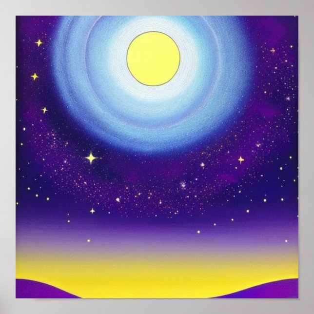 Måne och Himlar i Lila Poster (Framsidan)