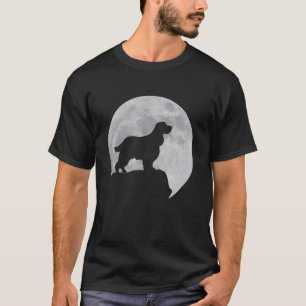 Måne och Hund Silhouette English Springer Spain T Shirt
