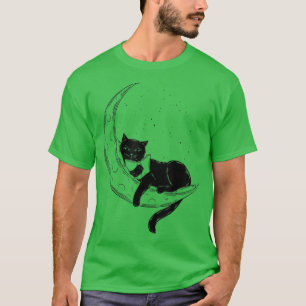 Måne och katt: Katt och Bok Älskare T Shirt