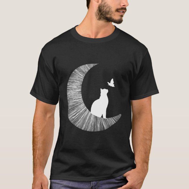 Måne och katt t shirt (Framsida)