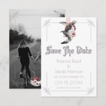 Måne Och Korp Akvarell Bröllop Spara Datum