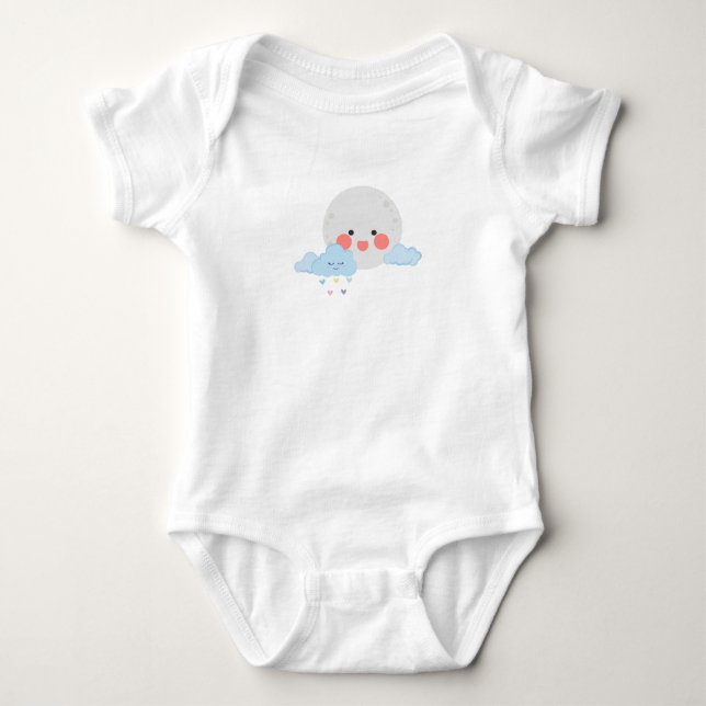 Måne och moln sött design t shirt (Framsida)