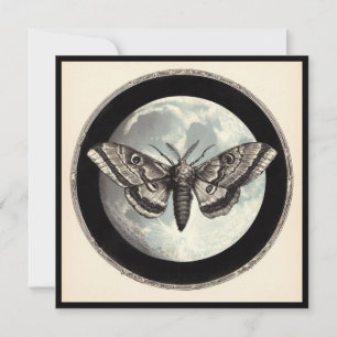 Måne och Moth Vintage Illustration Kort