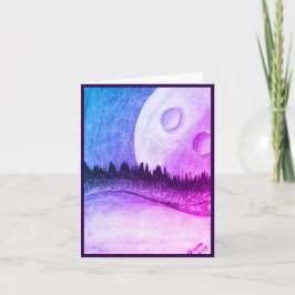 Måne och planet - Puple, tom inbjudan