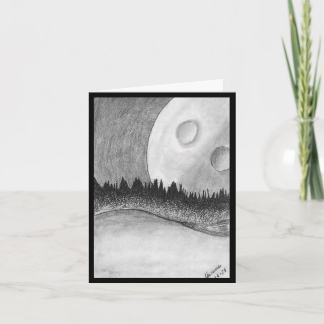 Måne och Planet - Svart Inbjudan (Framsida)