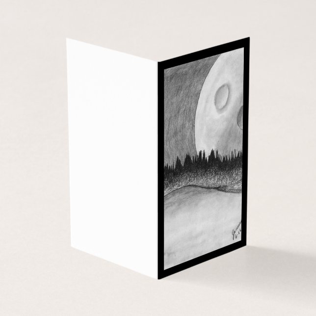 Måne och Planet - Svart Kort (Utsida)