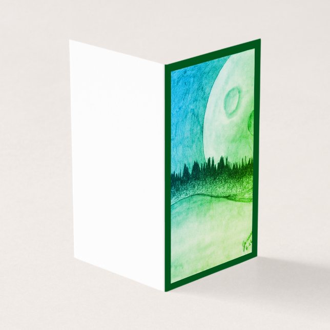 Måne och planeten - grönten kort (Utsida)