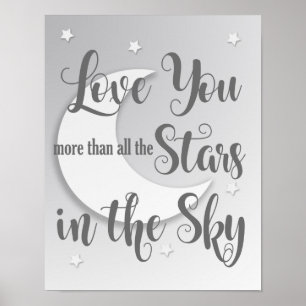 Måne och Shining Stars Nursery Art. 3 av 3 Poster