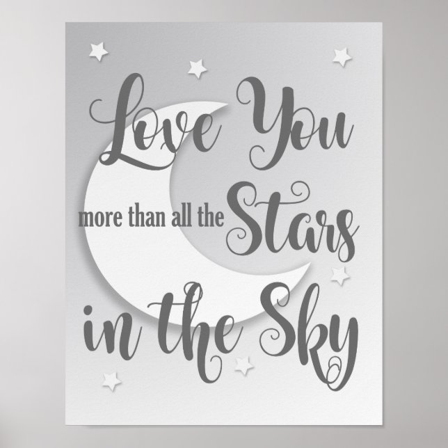 Måne och Shining Stars Nursery Art. 3 av 3 Poster (Framsidan)