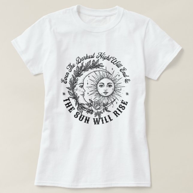 Måne och Sol Ansikte Art T-Shirt - Celestial Ske (Design framsida)