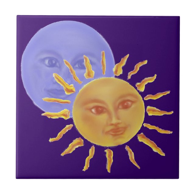 Måne och Sol Kakelplatta (Framsidan)