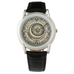 Måne och Sol-motif AI tittar på ansikte Armbandsur