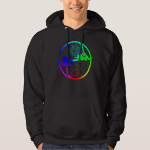 Måne och Sol om Livets träd buddhist Mandala Yin Hoodie