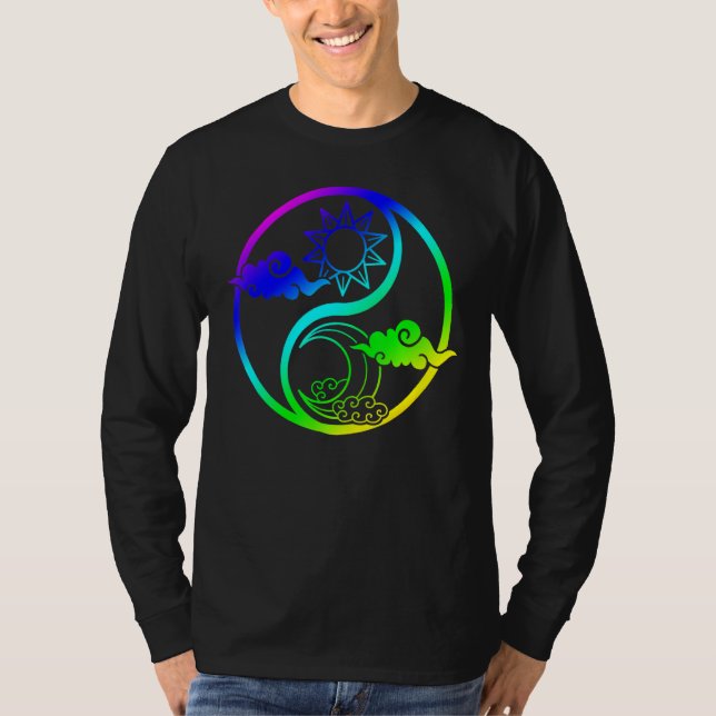 Måne och Sol om Livets träd buddhist Mandala Yin T Shirt (Framsida)