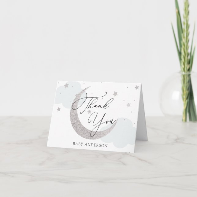 Måne och Stars Baby Shower Tack Kort (Framsida)