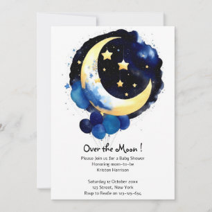Måne och Stars Boy Baby Shower Night Himlar Inbjudningar
