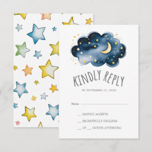 Måne och Stars Boy Shower OSA Kort