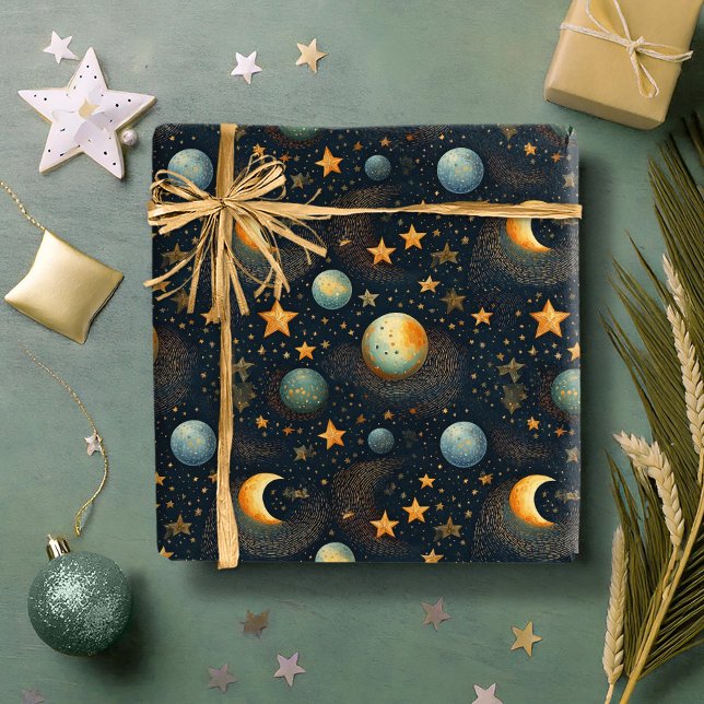Måne och Stars Celestial ID1080 Presentpapper (Skapare uppladdad)