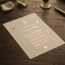 Måne och Stars Celestial Starsign Golden Bröllop