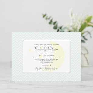 Måne och Stars Chevron Baby Shower Mint-Grönt Inbjudningar