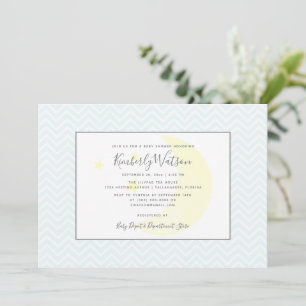 Måne och Stars Chevron Baby Shower Teal Inbjudningar