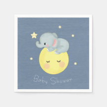 Måne och Stars Cute Elephant Pojke Shower