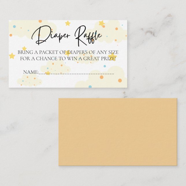 Måne och Stars Diaper Raffle Tilläggskort (Fram/baksida)