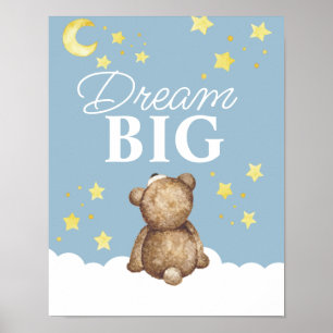 Måne och Stars Dream Big Nalle Nursery Poster