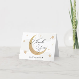 Måne och Stars Grått Clouds Baby Shower Tack Kort