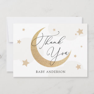 Måne och Stars Grått Clouds Baby Shower Tack Kort