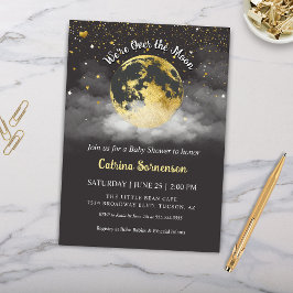 Måne och Stars Guld Celestial Baby Shower Inbjudningar
